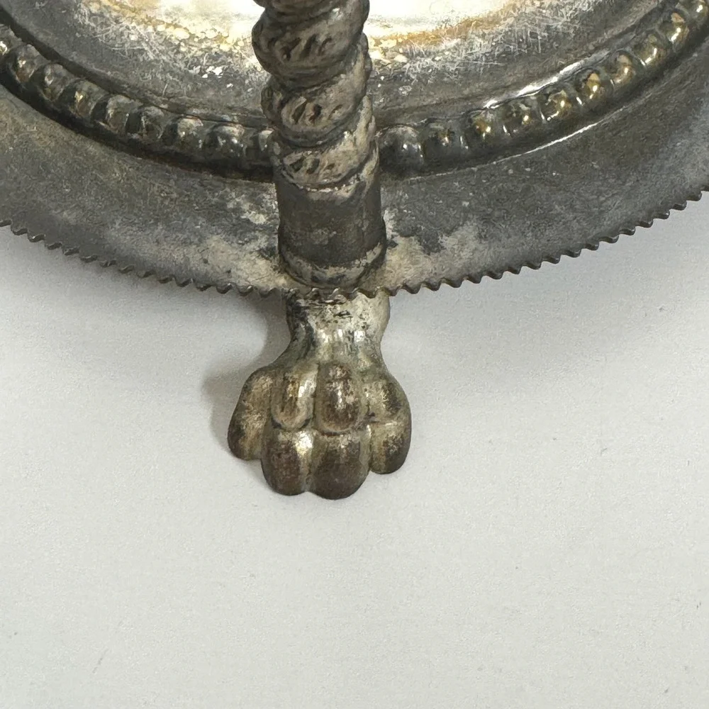 Vintage FB Rogers Crystal Coaster Set of 6 Silver plated Lion Paw Footed holder